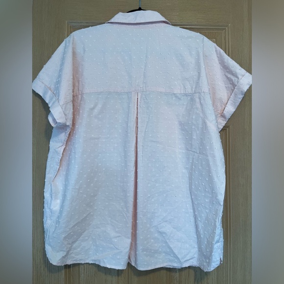 Orvis Top Womens Pink Swiss Dot Short Sleeve Button Up Boho Casual Blouse - Picture 8 of 9